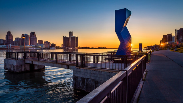 Bridge water city sunset abstract free wallpaper for desktop - medium preview image