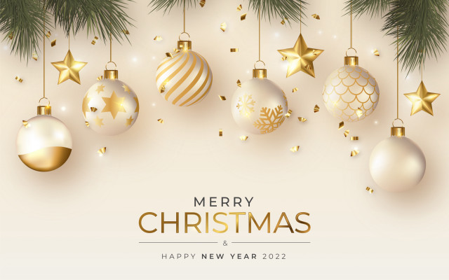 Christmas ornaments gold white tree free wallpaper for desktop - medium preview image