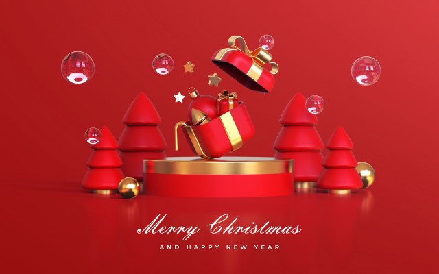 Red christmas card gold ribbon #2 free wallpaper for desktop - medium preview image