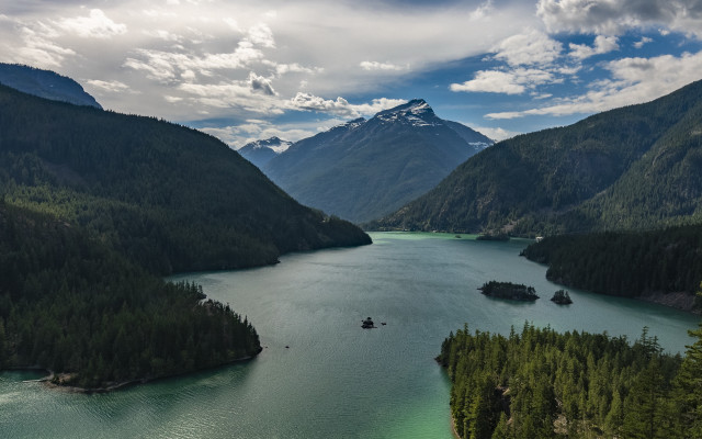 Lake mountains trees cloudy sky #7 free wallpaper for desktop - medium preview image