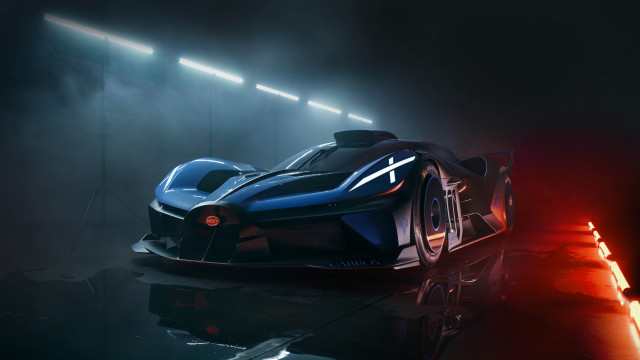 Futuristic car dark room lights free wallpaper for desktop - medium preview image