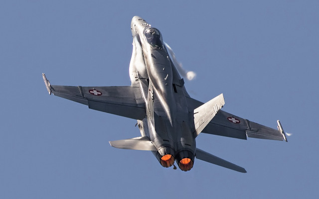 Fighterjet blueSky clouds orangeBalls puzzleAircraft free wallpaper for desktop - medium preview image