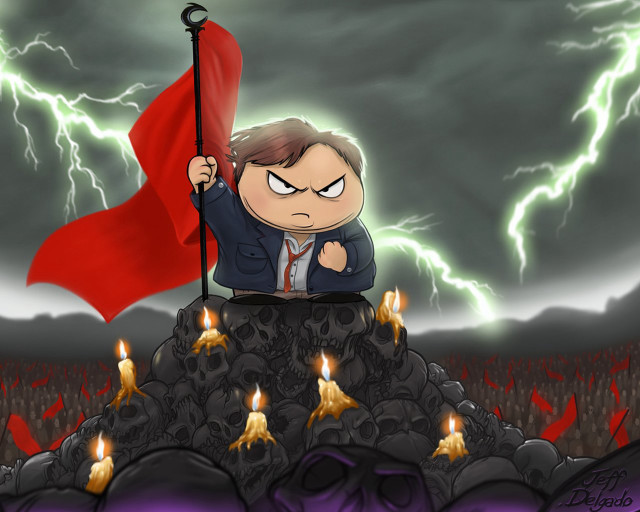 Cartoon boy red flag lightning free wallpaper for desktop - medium preview image