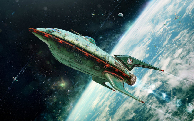 Spaceship planet star trek space free wallpaper for desktop - medium preview image
