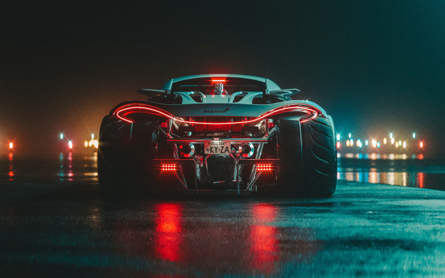 Car neon city reflection night free wallpaper for desktop - medium preview image