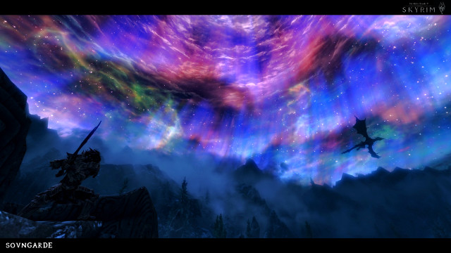Man colorful sky stars dragon free wallpaper for desktop - medium preview image