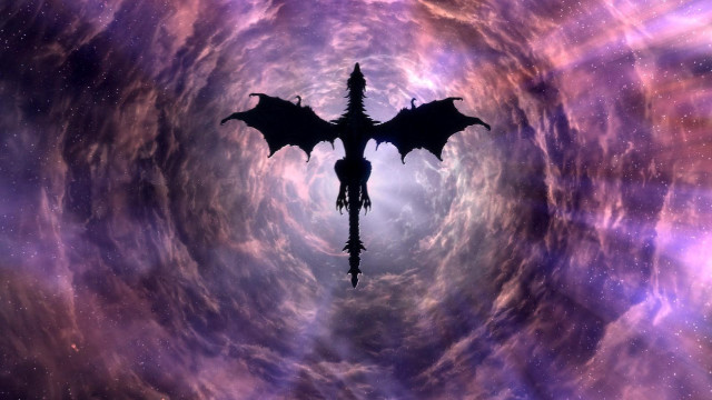 Dragon purple spiral space stars free wallpaper for desktop - medium preview image