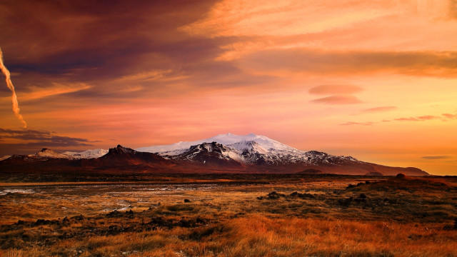 Mountain snow capped peak sunset free wallpaper for desktop - medium preview image