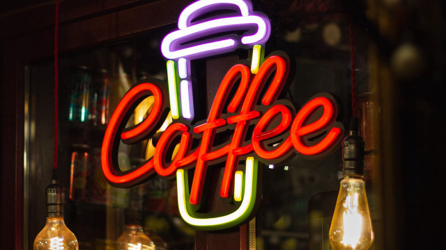 Neon coffee storefront light bulbs free wallpaper for desktop - medium preview image