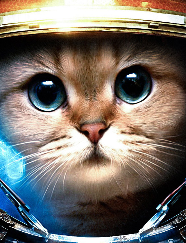 Cat blue eyes space helmet free wallpaper for mobile - medium preview image