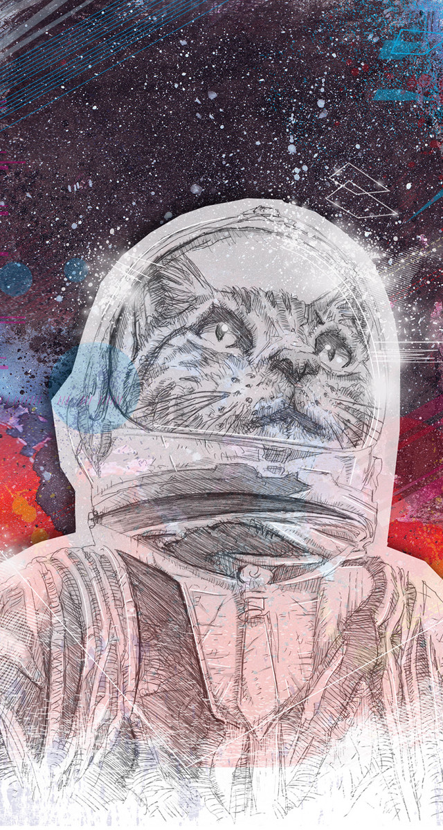 Space cat spacesuit astronaut planet free wallpaper for mobile - medium preview image