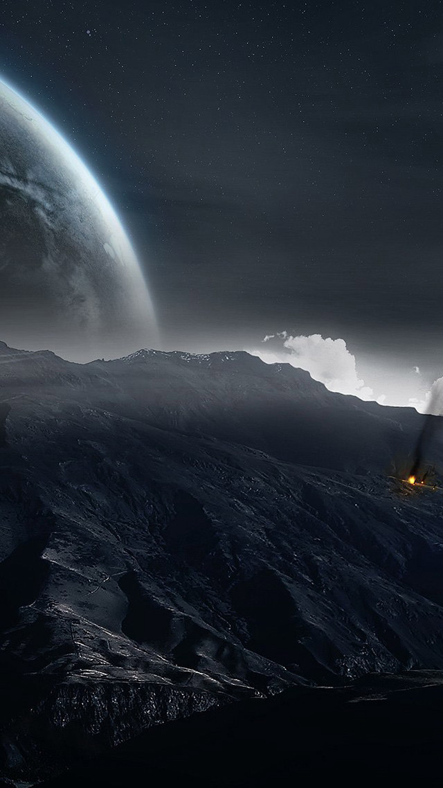 Space station distant planet background free wallpaper for mobile - medium preview image