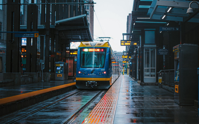 Train rain city station tiltshift free wallpaper for desktop - medium preview image