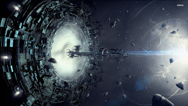 Futuristic space station massive structure free wallpaper for desktop - medium preview image
