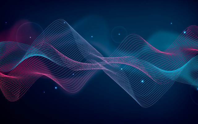 Blue pink wave dots dark free wallpaper for desktop - medium preview image