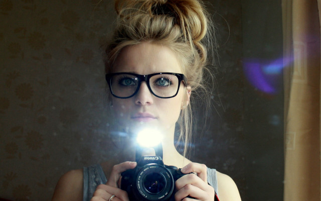 Woman glasses camera mirror light #2 free wallpaper for desktop - medium preview image