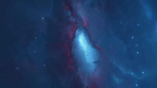 Space aurora nebula moon stars free wallpaper for desktop - medium preview image
