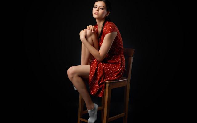 Eszter mattioni red dress chair free wallpaper for desktop - medium preview image