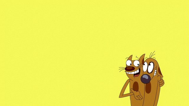 Cartoon dog smile yellow background free wallpaper for desktop - medium preview image