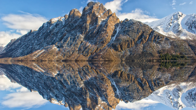 Mountain lake sky reflection symmetry free wallpaper for desktop - medium preview image