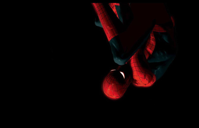 Spiderman upside down dark hands free wallpaper for desktop - medium preview image