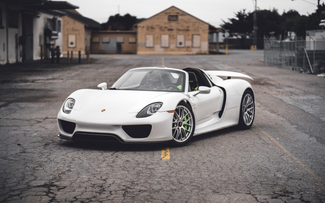 White sports car parking lot #8 free wallpaper for desktop - medium preview image