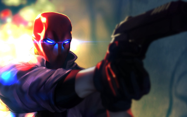 Red mask baseball bat glowing free wallpaper for desktop - medium preview image