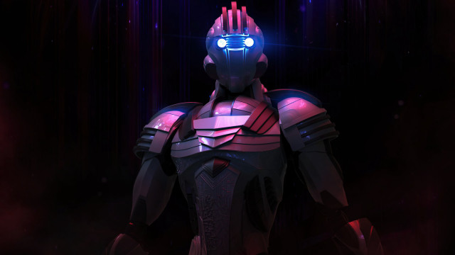 Robot glowing eyes helmet curtain free wallpaper for desktop - medium preview image