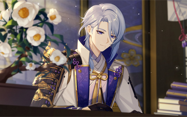 Purple man book flower starry free wallpaper for desktop - medium preview image