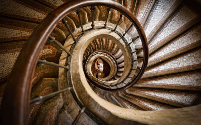 Spiral staircase person looking down free wallpaper for desktop - medium preview image