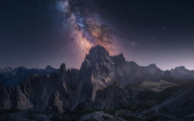 Night sky mountains stars aurora #3 free wallpaper for desktop - medium preview image