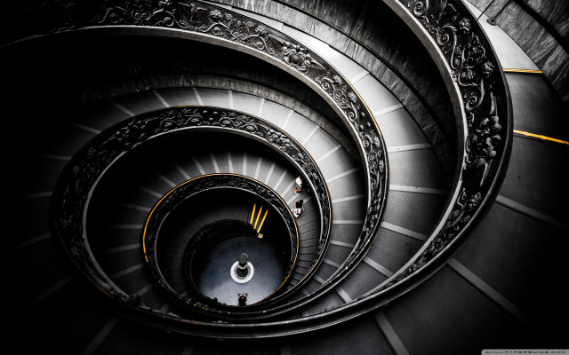Spiral staircase yellow line up free wallpaper for desktop - medium preview image