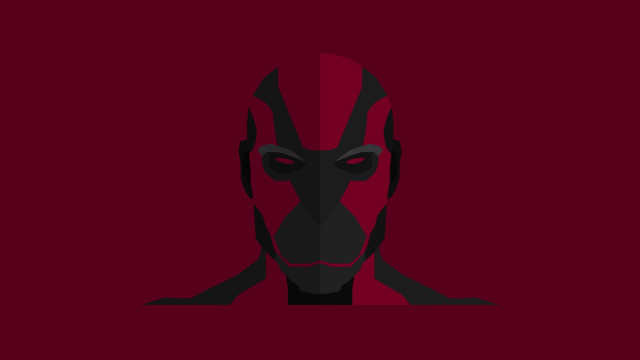 Black alien red background minimalist free wallpaper for desktop - medium preview image