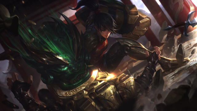 Woman armor sword flag red free wallpaper for desktop - medium preview image