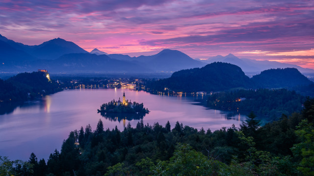 Lake mountains trees castle city free wallpaper for desktop - medium preview image