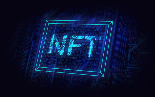 Blue neon nft sign circuit free wallpaper for desktop - medium preview image