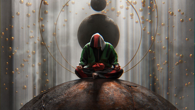 Person rock metal structure efuturism free wallpaper for desktop - medium preview image