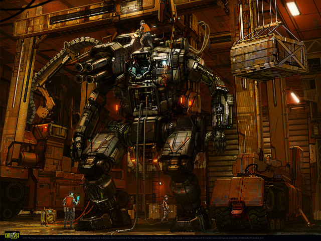 Giant robot machinery man standing free wallpaper for desktop - medium preview image