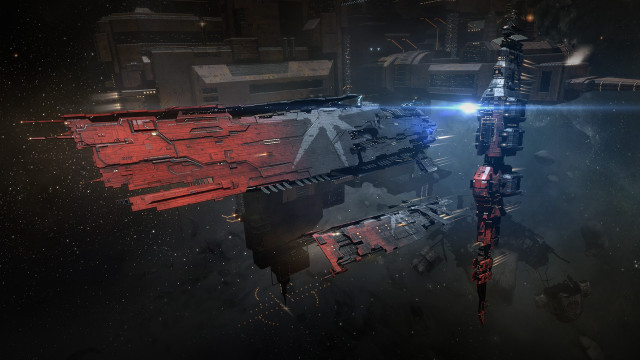 Space station red blue light free wallpaper for desktop - medium preview image