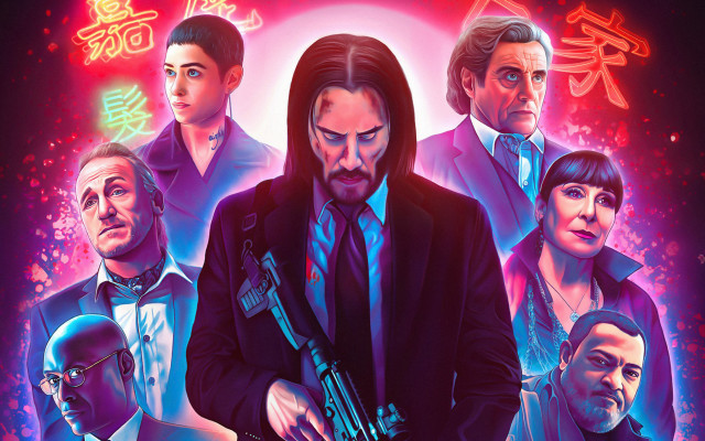 Man gun group neon portrait free wallpaper for desktop - medium preview image