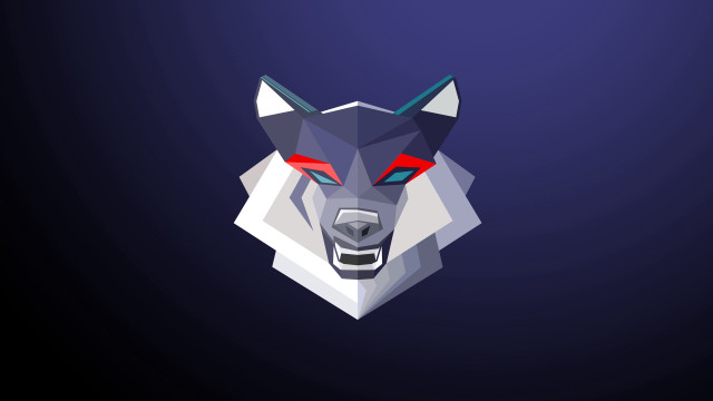 Lowpoly animalhead redeyes darkbackground cubofuturism free wallpaper for desktop - medium preview image