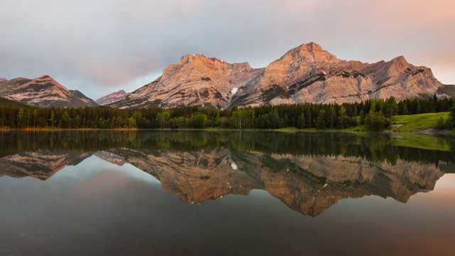 Mountain reflection forest lake sky free wallpaper for desktop - medium preview image