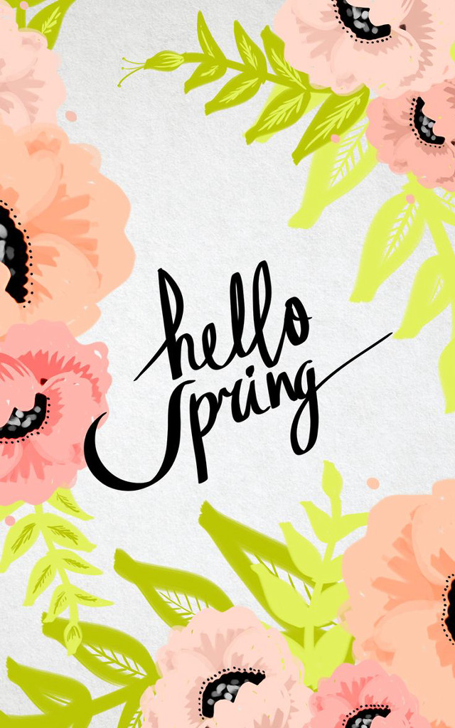 Hello spring wallpaper pink flowers free wallpaper for mobile - medium preview image