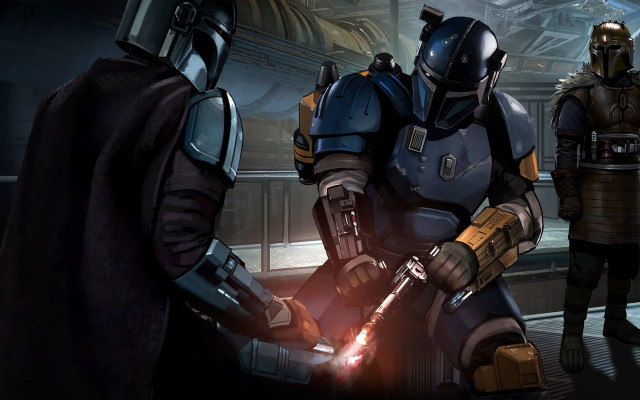 Group costumes helmet glowing police free wallpaper for desktop - medium preview image