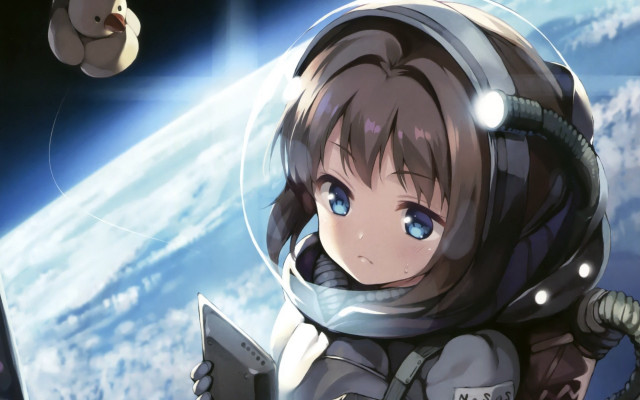 Girl space suit bear space free wallpaper for desktop - medium preview image