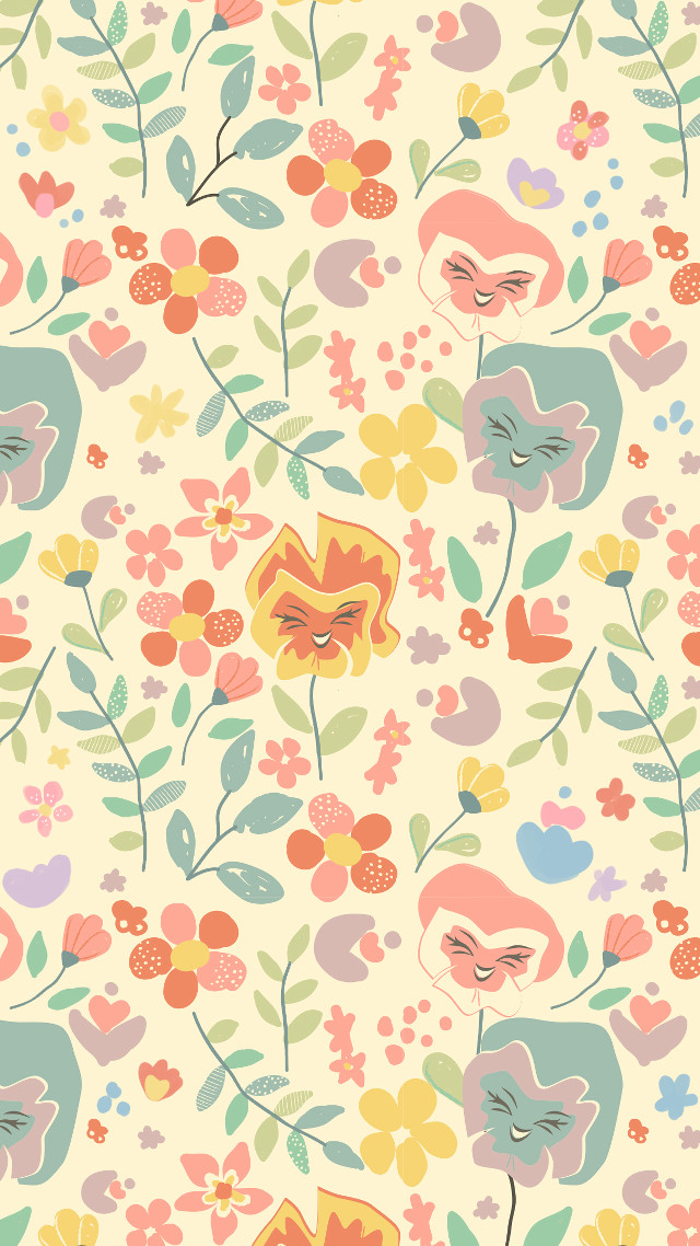 Flowery pattern face flower side free wallpaper for mobile - medium preview image