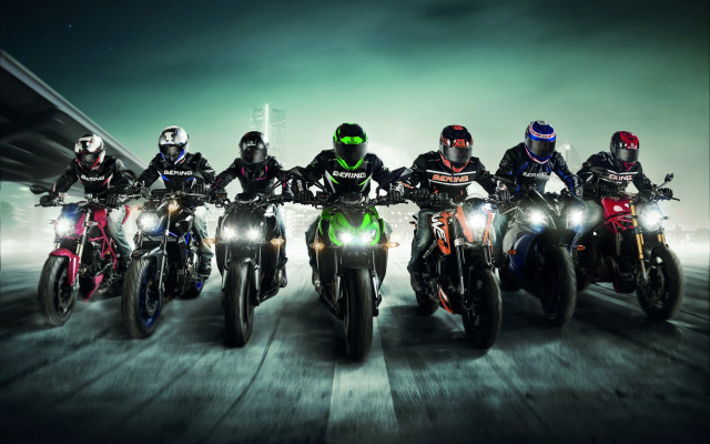 Night riders bridge motorcycles panfuturism free wallpaper for desktop - medium preview image