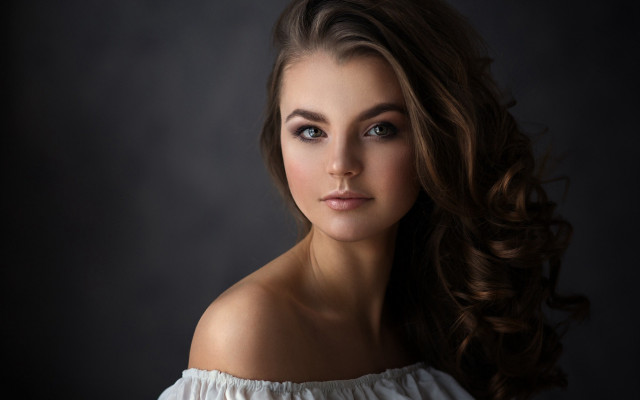 Woman longhair white dress portrait free wallpaper for desktop - medium preview image