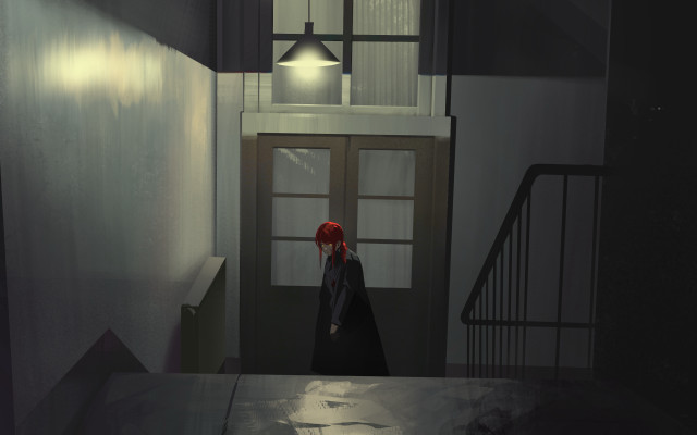 Gloomy hallway redhat blooded digitalpainting free wallpaper for desktop - medium preview image
