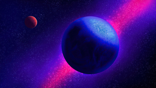 Blue planet red disk purple free wallpaper for desktop - medium preview image